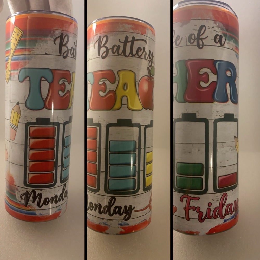 Colorful Teacher Battery Tumbler
